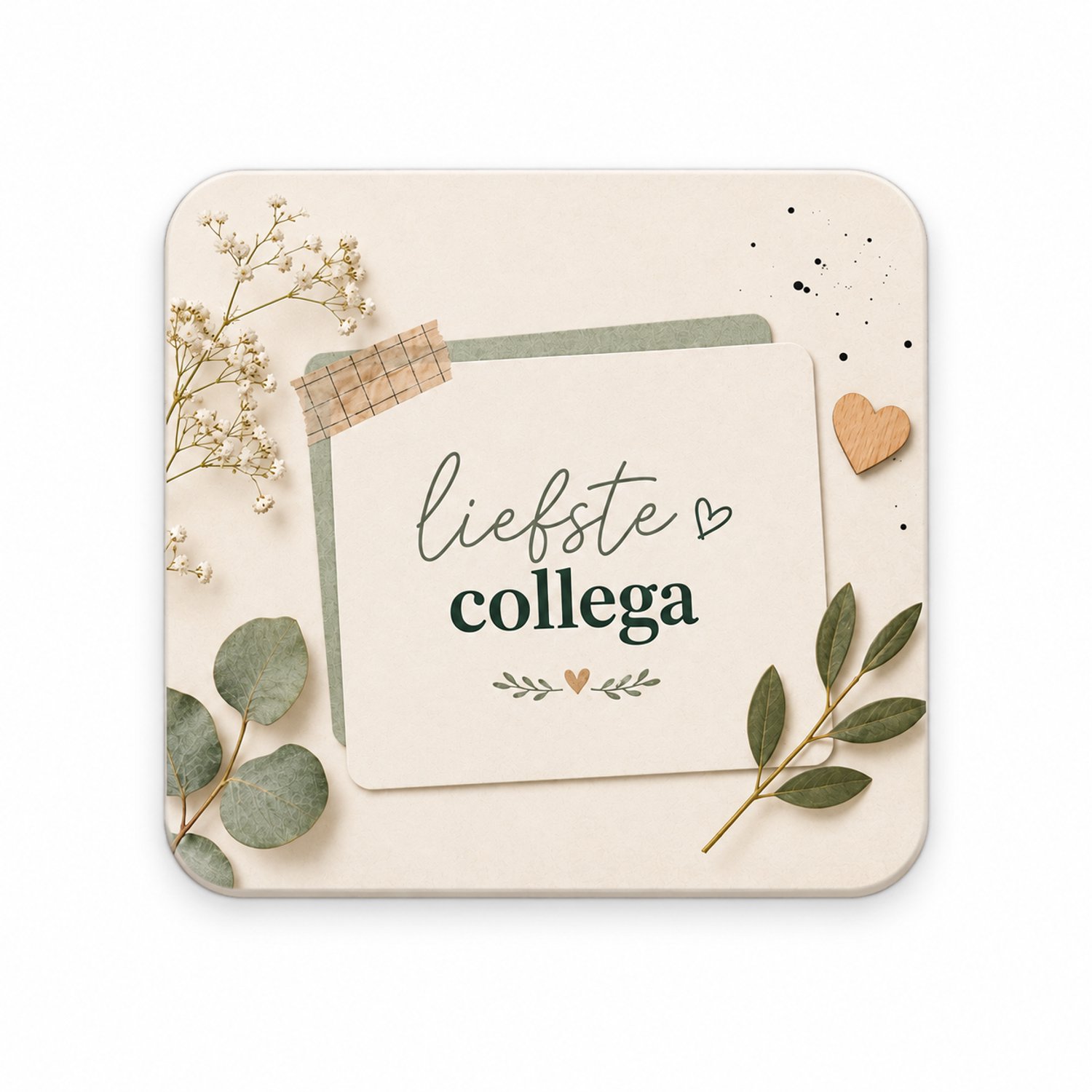 Liefste Collega MDF onderzetter – 10 x 10 cm – Cadeau voor Collega – Bedankje Werk – Onderzetter