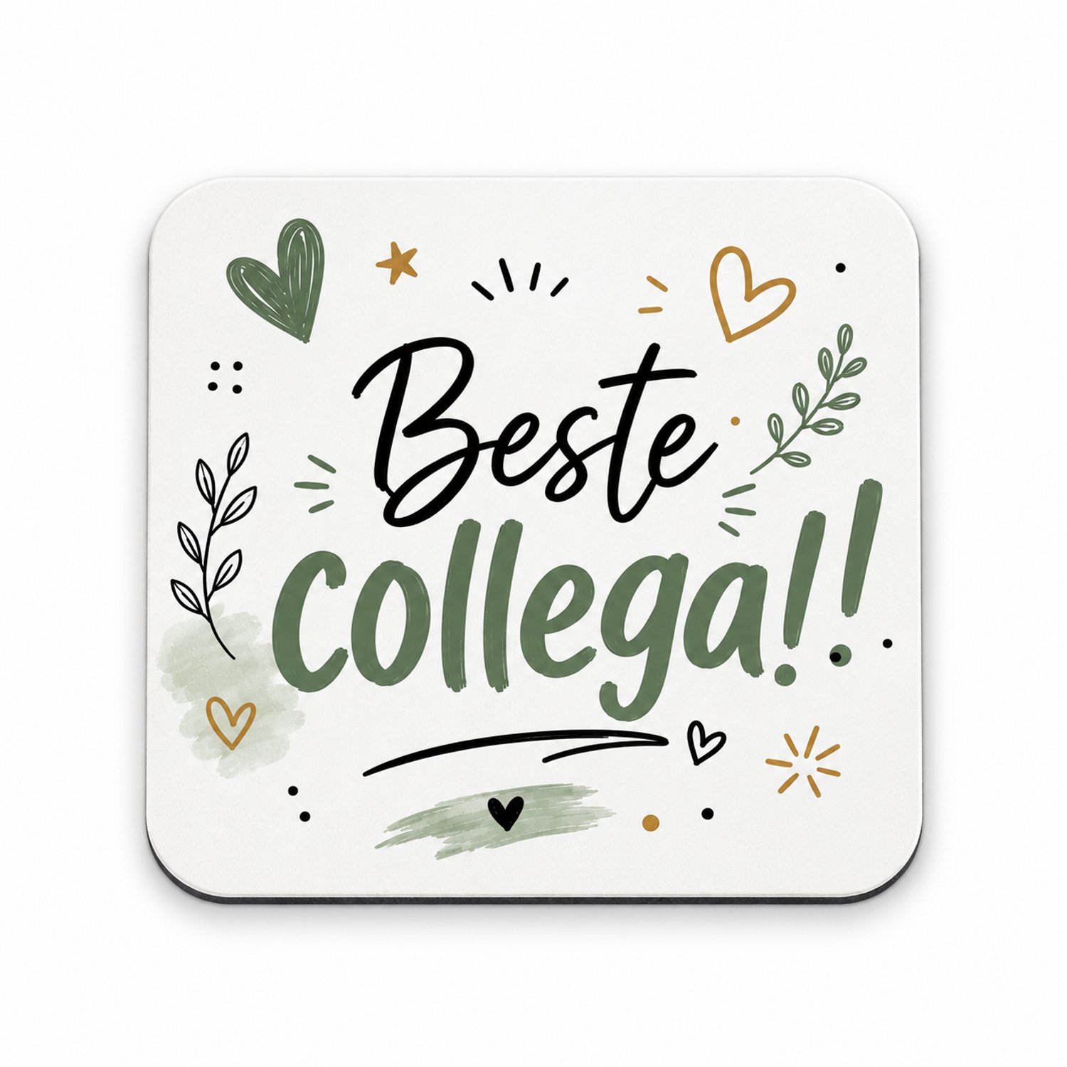 Beste Collega MDF onderzetter – 10 x 10 cm – Vierkante Onderzetter met Tekst – Cadeau voor Collega