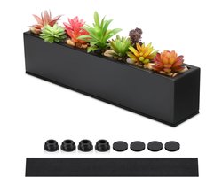 FillTouch Lange rechthoekige plantenbak, vensterbank, plantenbak, metalen waterbak voor binnen, grote moderne stalen - ShopVlot