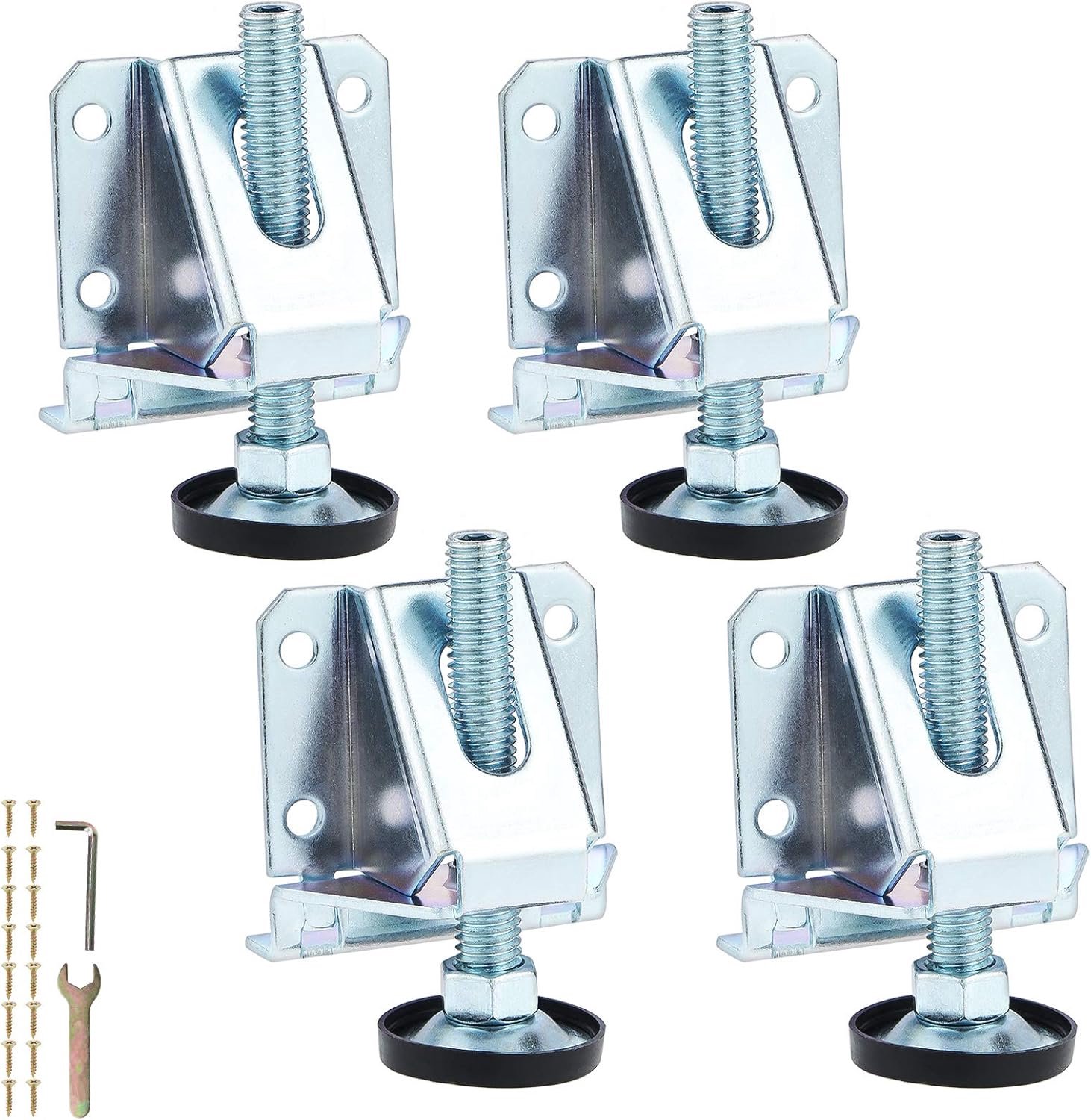 Set of 4 Stable Steel Leveling Legs with Locking Nuts, Adjustable Furniture Legs M10 for Tables, Cabinets, Shelves - ShopVlot