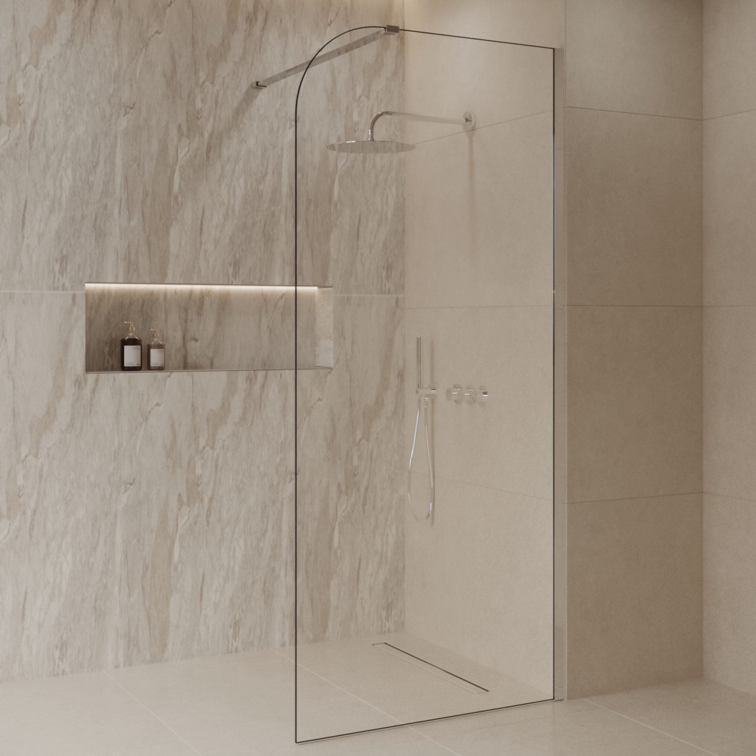 Sanitado Dalis Curve Inloopdouche Helder Glas Chrome Profielen 90x200 cm