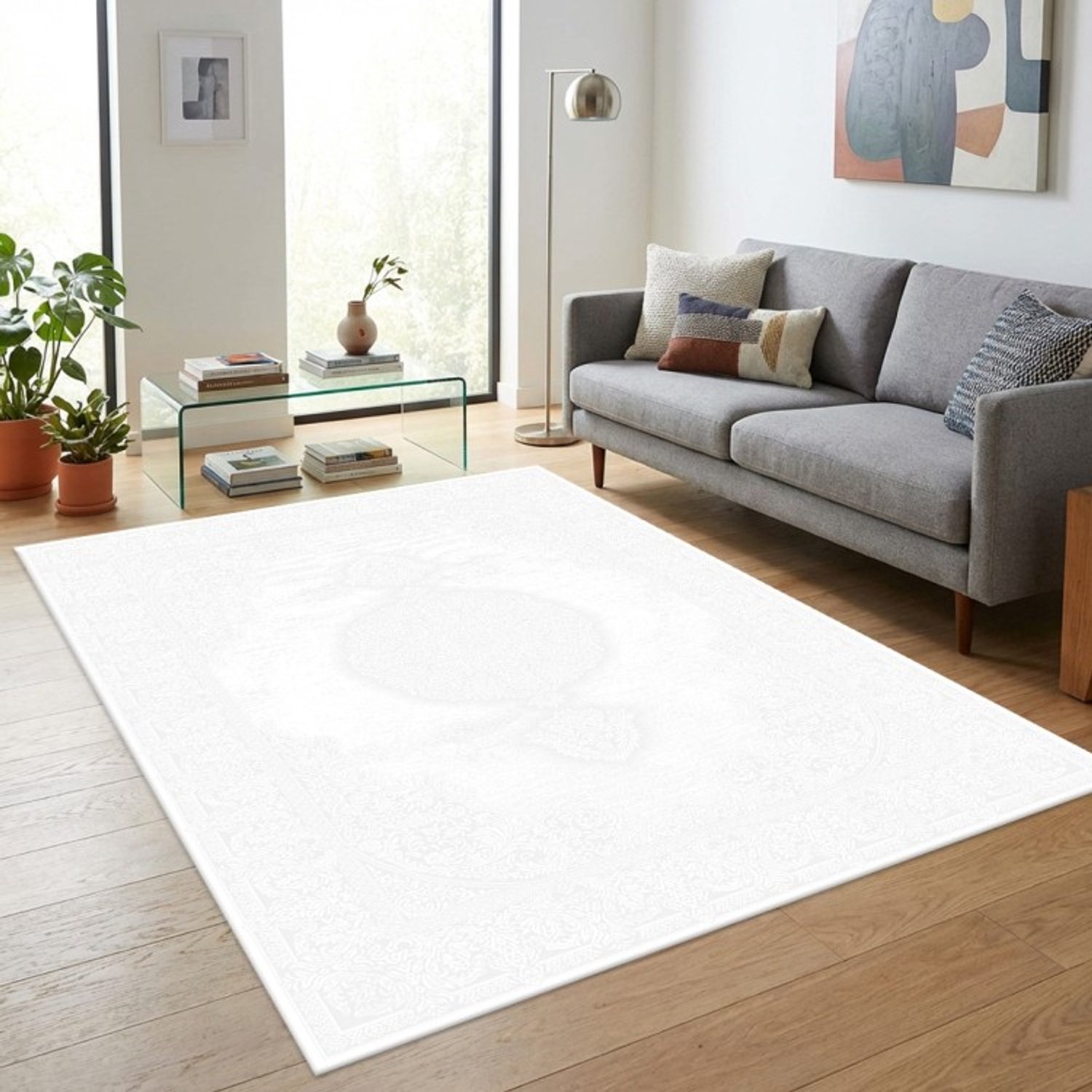 TapisTrend Designer tapijt Crème Klassiek oosters acryl vloerkleed met bloemenmedaillon voor de woonkamer, slaapkamer en eetkamer Beige