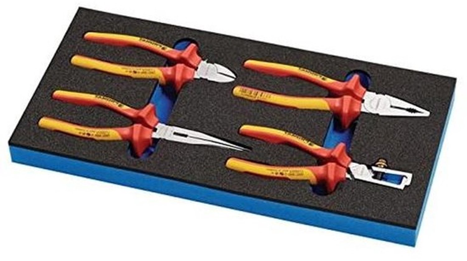 Tangenset 4-delig - Gereedschap module - Veilig klussen - VDE-geïsoleerd tot 1000V - 1/3 module - Oranje