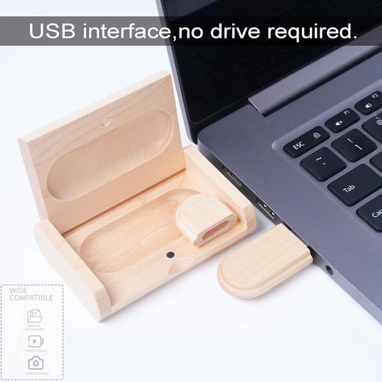 USB 2.0 Externe Schijf - Hout - 2.0/2GB - Esdoornhouten Behuizing - Voor Opslag en Delen — afbeelding 4