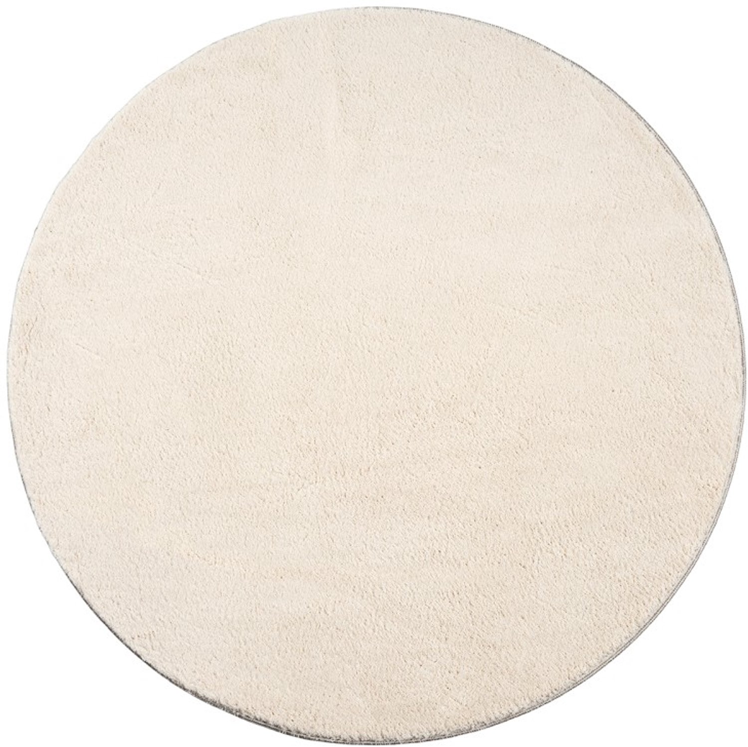 TapisTrend Harig tapijt Beige 120 cm rond Effen, wasbaar, antislip vloerkleed met een zachte pool van 19 mm voor de woonkamer, slaapkamer en eetkamer