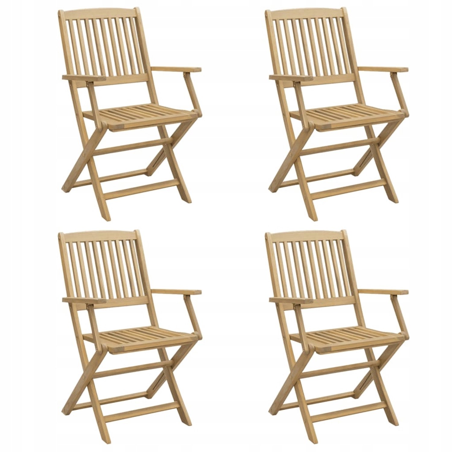 4x Houten Klapstoelen Tuin Balkon Terras Acacia Massief Hout