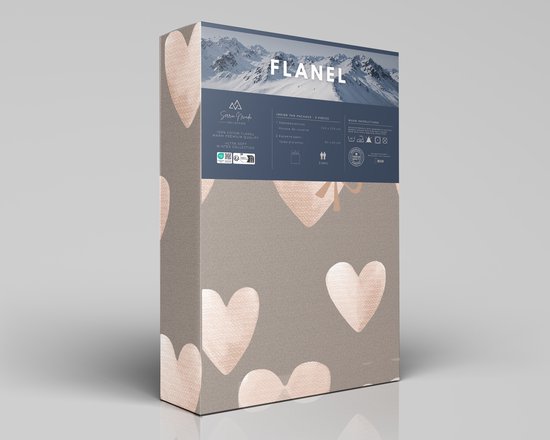 Dekbedovertrek Flanel - Winter - 240 x 220 cm - Lits-Jumeaux - Hartjes — afbeelding 3