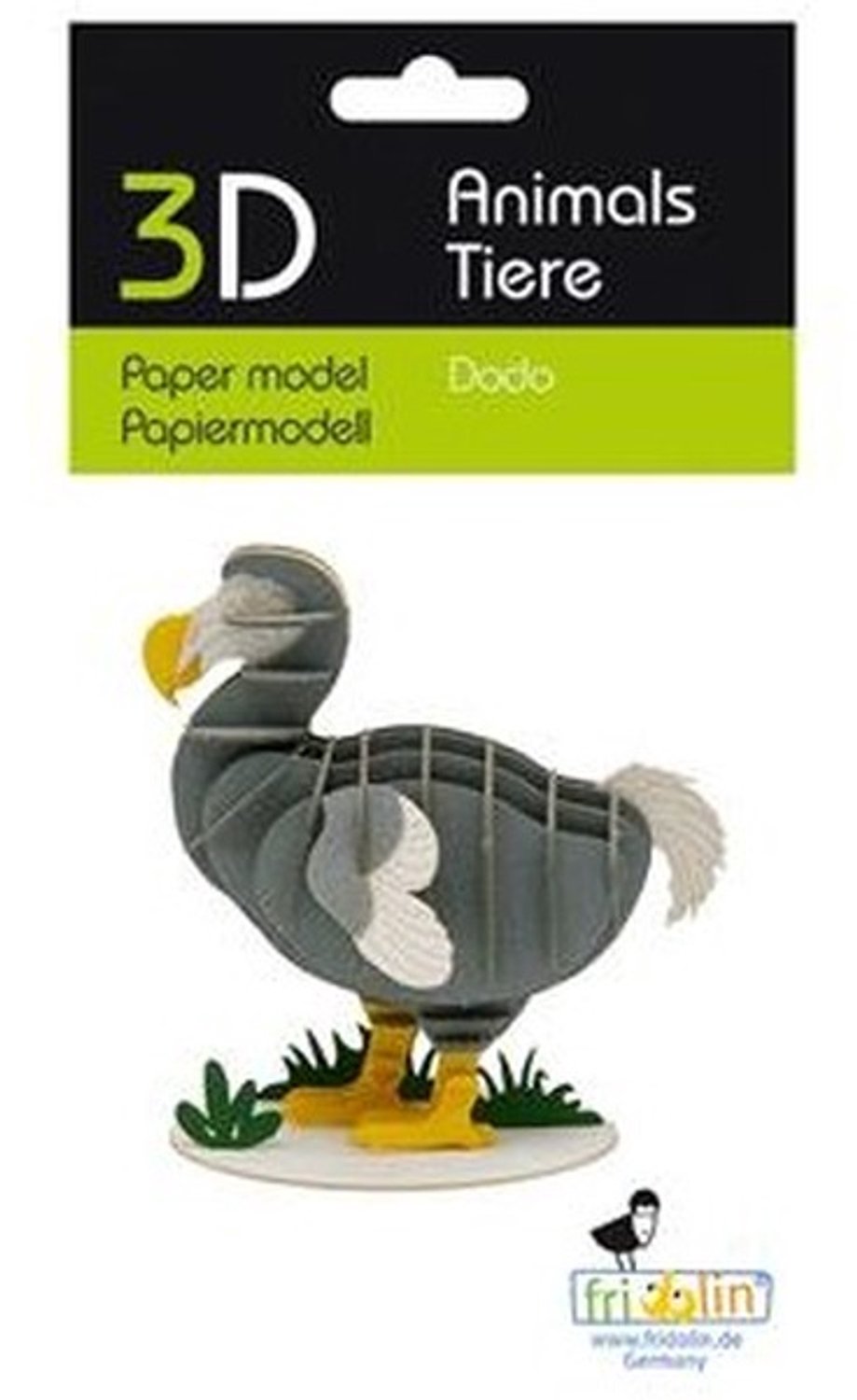 Fridolin 3D papieren model Dodo educatief knutselpakket karton.