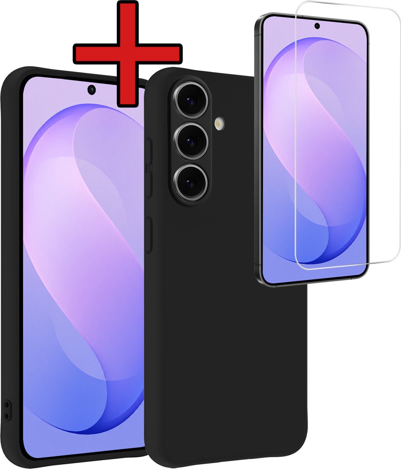 Hoesje - Met Screenprotector - Geschikt voor Samsung Galaxy S26 FE - Sterk & Shockproof - Telefoon Hoes - Back Cover - Siliconen Case - Telefoonhoes - Zwart