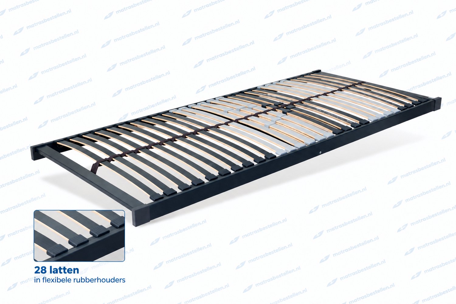 Matrasbestellen Lattenbodem 80/200 Flex-28 beukenhouten latten (excl. potenset) beukenhout met zwarte accessoires