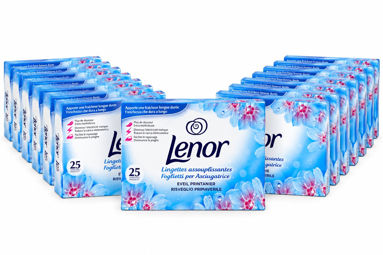 Lenor Droogtrommeldoekjes Éveil Printanier – 15 x 25 Stuks – 375 Doekjes – Voordeelverpakking