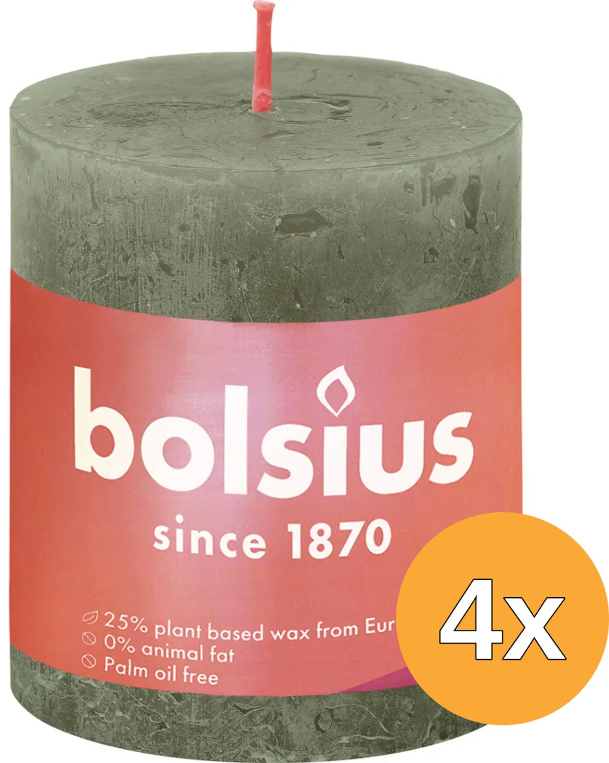 Bolsius Stompkaarsen Shine 4 st rustiek 80x68 mm fris olijfkleurig Frisolijfgroen