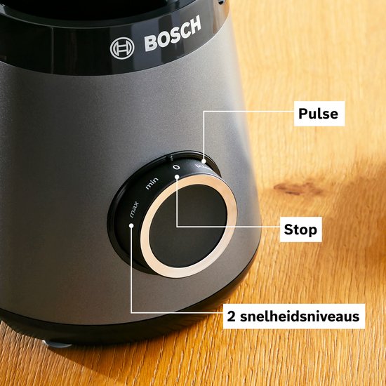 Bosch Serie 4 MMB4192S - Blender - 1,5L - 1200W - 10 jaar motorgarantie - Met veiligheidsdeksel - Zwart / Zilver — afbeelding 3