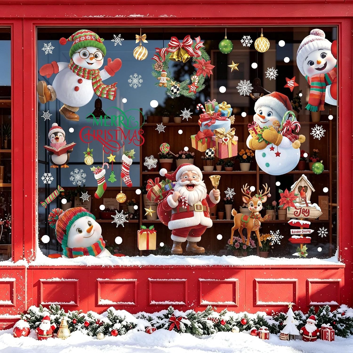 Herbruikbare Kerst Raamstickers - Kleurrijk - 30 x 20 cm - Statisch Vinyl - Voor Raamdecoratie