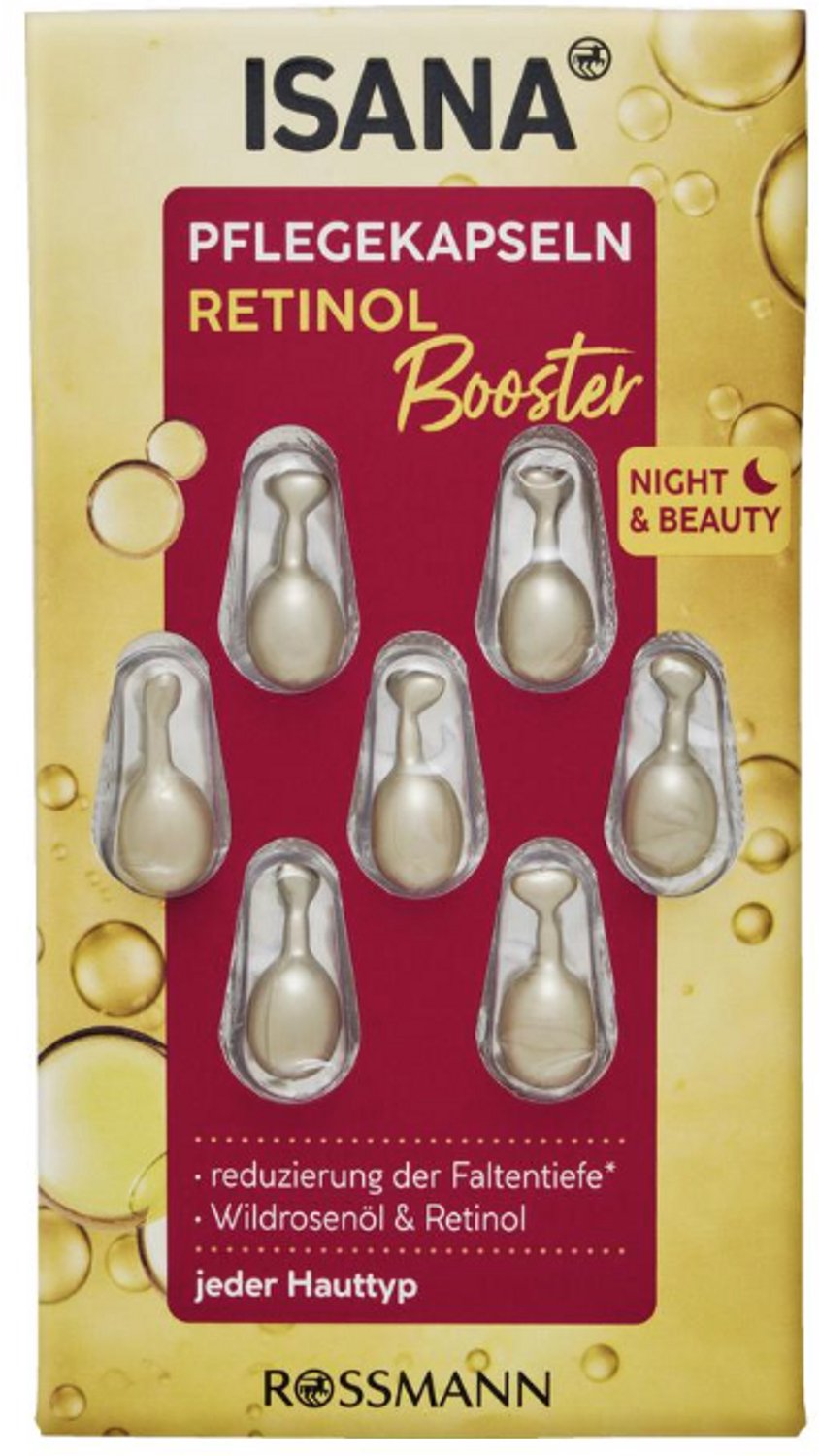 ISANA Retinol Booster Concentraat Capsules - COMBI-verpakking 2x 7 stuks - Vermindert rimpeldiepte - Voor alle huidtypes - 14 capsules