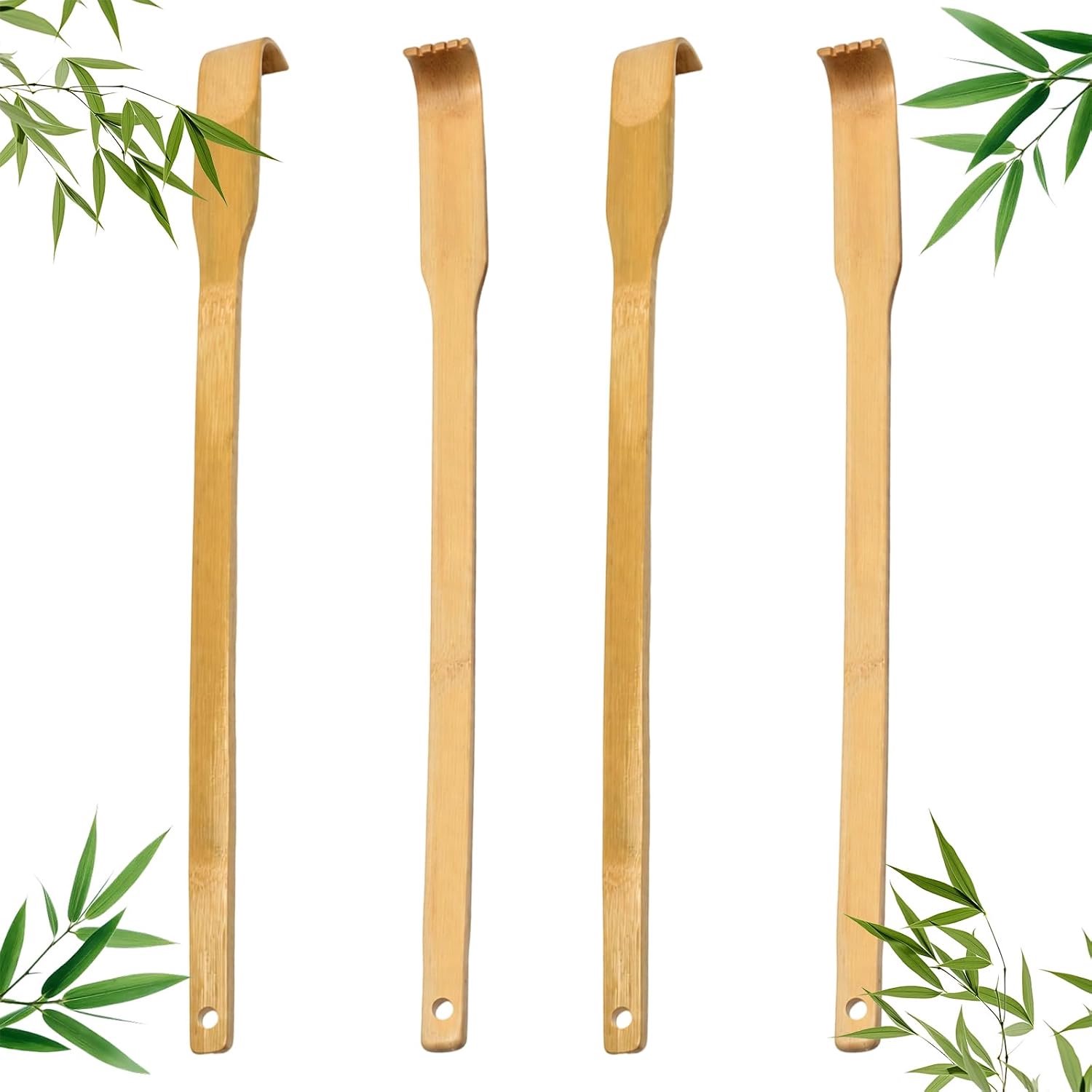 Rugkrabbers 4 stuks - lange handgreep bamboe - natuurlijke kleur - verlichting bij jeuk - ShopVlot