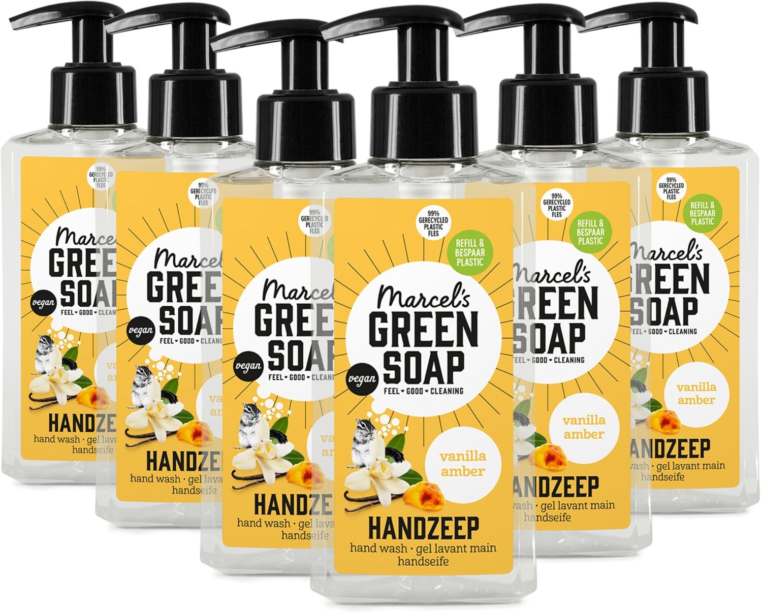 Marcel's Green Soap Handzeep - Vanille & Amber - 6 x 500ml