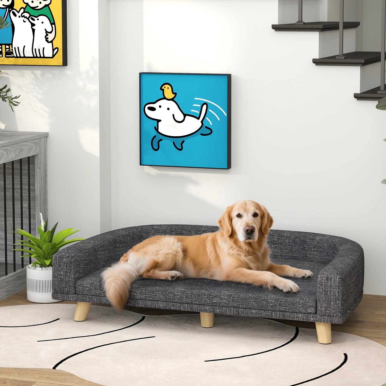 Veya Hondenmand - XL - Groot - Verhoogd - Hondenbed - Zitting 86 x 59 cm - Honden tot 30kg - Donkergrijs - Uitneembaar kussen thumbnail 3