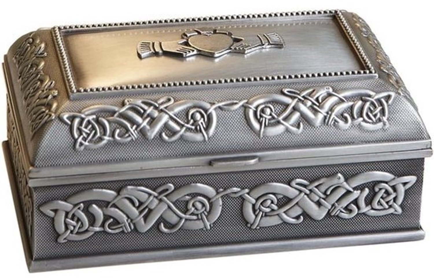 Claddagh Juwelendoos - Ierse geschenk - Sieraden opbergen - Keltisch knoopwerk - 127 x 825 cm - Pewter