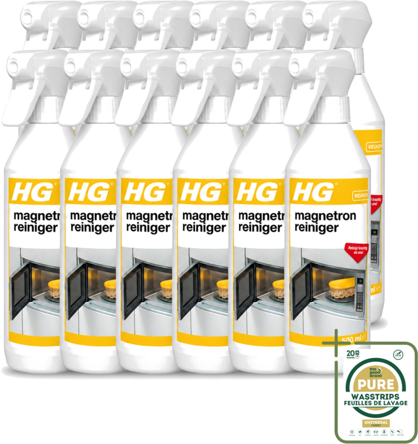 12 x HG - Magnetronreiniger - Reinigt Krachtig & Snel - 500 ml - Magnetron Reinigen - Magnetron Reiniger - Magnetron Reinigen Snel - Magnetron Vet Verwijderen - Magnetron Etensresten Verwijderen