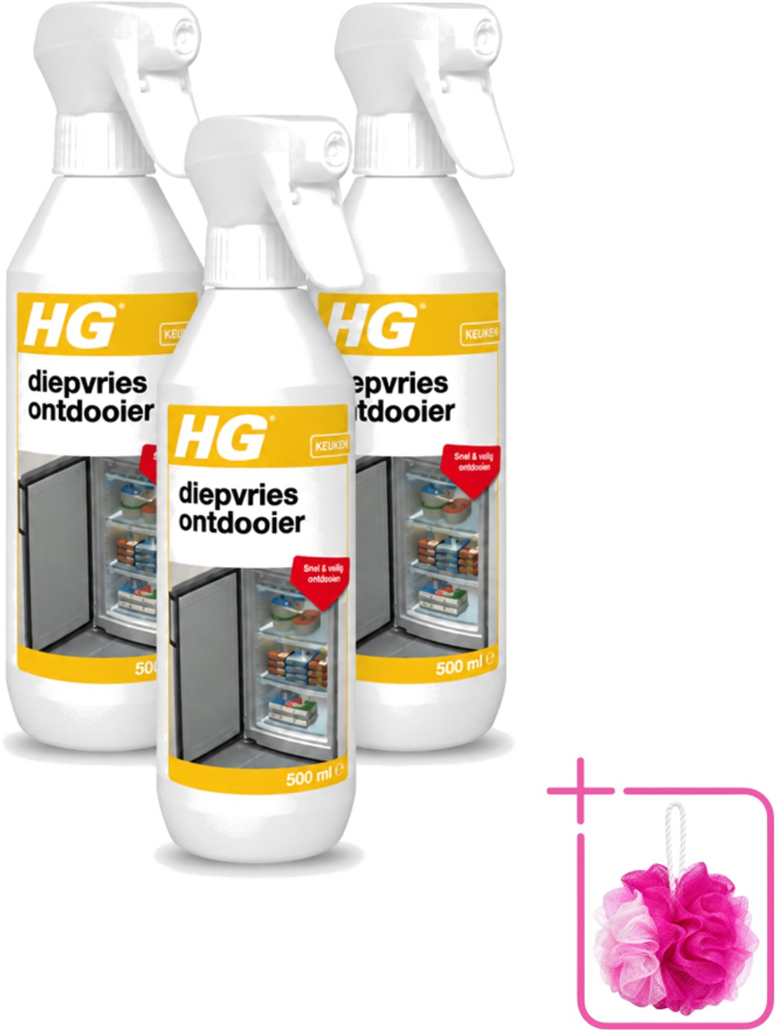 3 x HG - Diepvries Ontdooier - Snel & Veilig Ontdooien - 500 ml - Bulkverpakking - Diepvries ontdekker - Ijs verwijderen