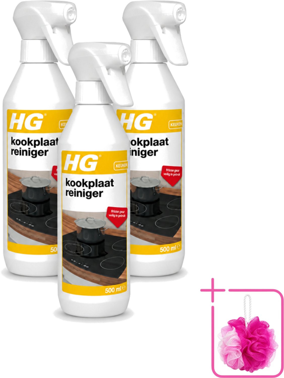 3 x HG - Kookplaatreiniger Spray - Frisse Geur - Veilig in Gebruik - 500 ml - Bulkverpakking - Kookplaat reinigen - Inductieplaat reinigen