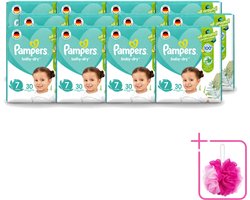 12 x Pampers – Luiers – Active Baby Dry Maat 7 – 30 Luiers - Bulkverpakking - Luiers voor baby - Douchemop - Droge luiers