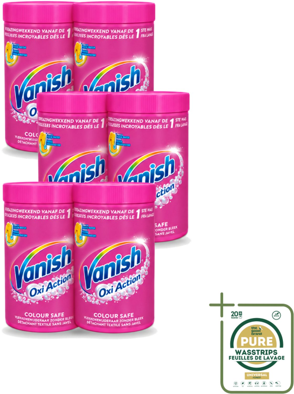 6 x Vanish Oxi Action - Veilige Kleur - Vlekkenverwijderaar Poeder - Zonder Bleek - Gekleurde Was - 1.5 Kg - Wasstrips - Vlekverwijderaar - Kleur Veilig - Wasmiddel - Poeder - Gekleurde Was