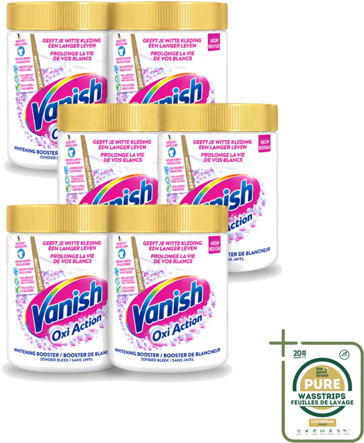 6 x Vanish Oxi Action - Vlekkenverwijderaar Poeder - Zonder Bleek - Witte Was - 550 Gram - Wasstrips - Vlekkenverwijderaar - Witte Was - Bleekvrije Was - Wasmiddel - Wasgeleid