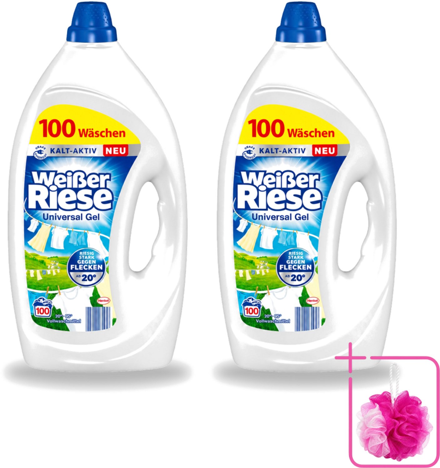 2 x Weißer Riese - Wasmiddel - Gel - Witte Was - 4.5L - 100 Wasbeurten - Bulkverpakking - Wasmiddel Gel - Douchemop - Witte Was