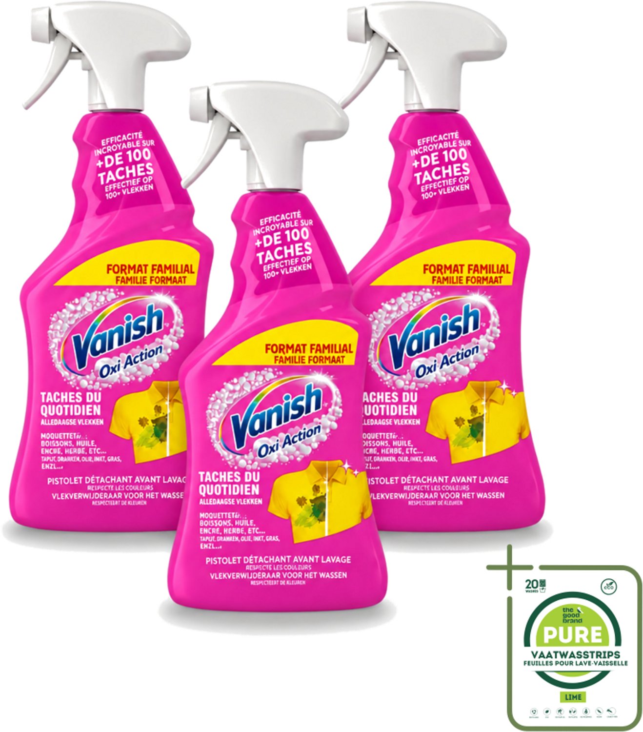 3 x Vanish – Vlekverwijderaar Spray – Oxi Action 4-in-1 – 940 ml - Grootverpakking - Vaatwasstrips - Vlekverwijderaar - Wasmiddel - Vlekken Verwijderen - Kleurverlies Voorkomen - Vetvlekken Verwijderen