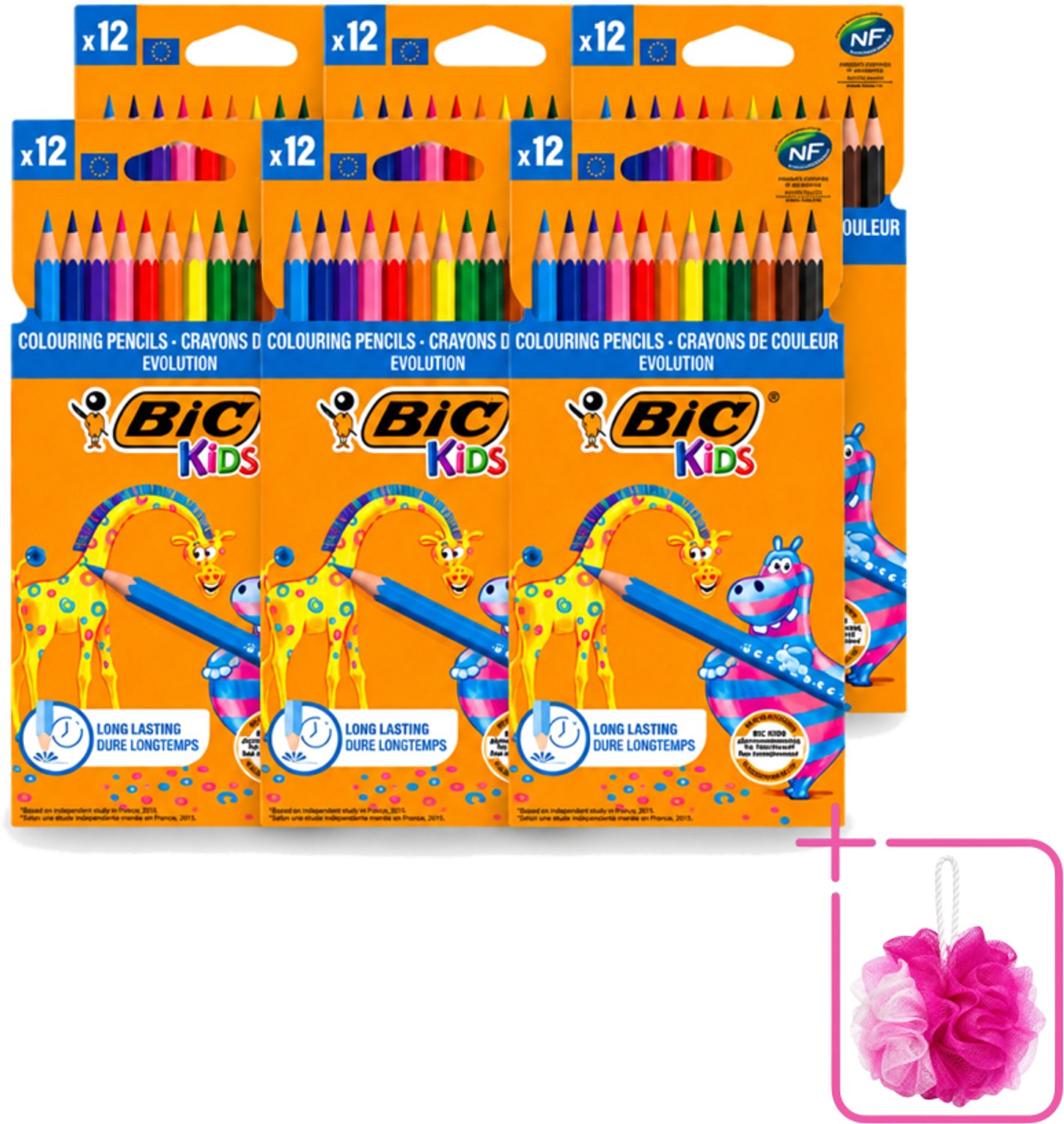 6 x Bic Kids - Kleurpotloden - Diverse Kleuren - Evolution - 12 Potloden - Bulkverpakking - Kleurpotloden voor kinderen - Kleurpotloden evolution