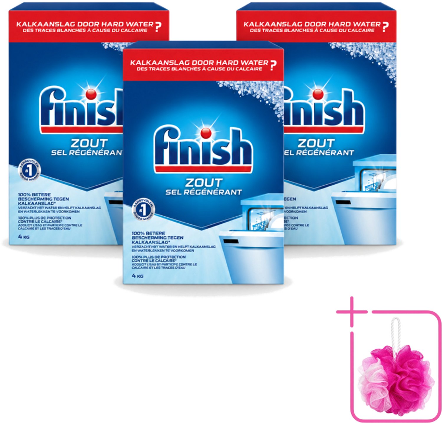 3 x Finish - Vaatwasmachine Zout - Anti-Kalk & Anti-Corrosie - 4 kg - Bulkverpakking - Vaatwasmachine zout - Douchemop - Kalkvoorkomend