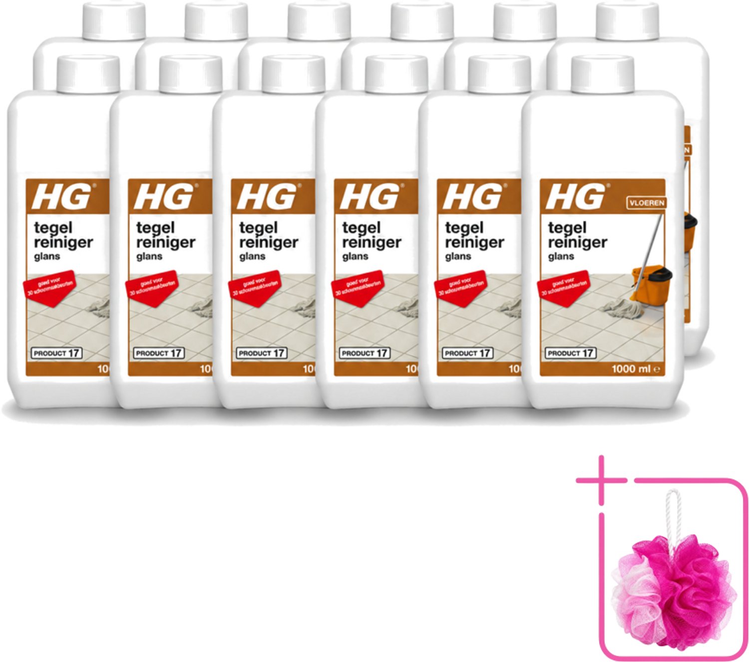 12 x HG - Vloeren - Tegelreiniger Glans - Biologisch Afbreekbaar - 1L - Bulkverpakking - Tegelreiniger - Douchemop - Glans herstellen