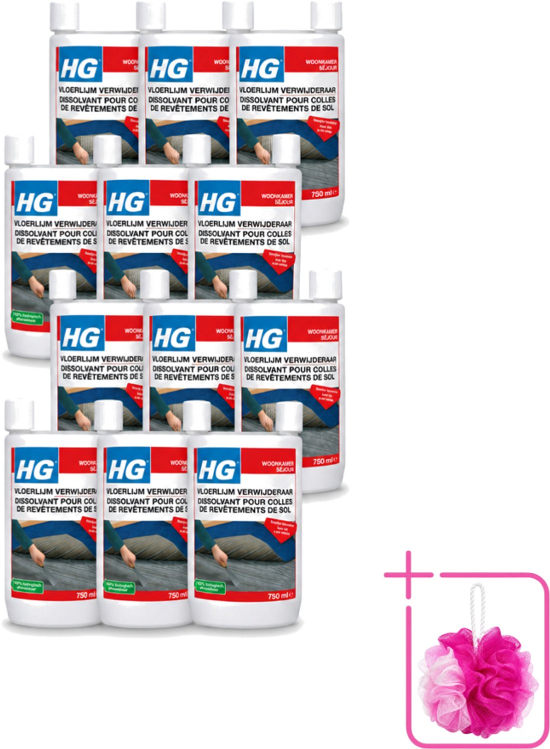 12 x HG - Vloerlijmverwijderaar - 750 ml - Bulkverpakking - Lijmverwijderaar - Douchemop - Vloerlijm