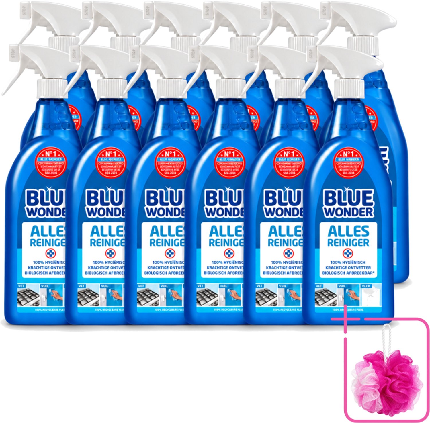 12 x Blue Wonder - Allesreiniger Spray - Krachtige Ontvetter - 750 ml - Bulkverpakking - Allesreiniger - Ontvetter
