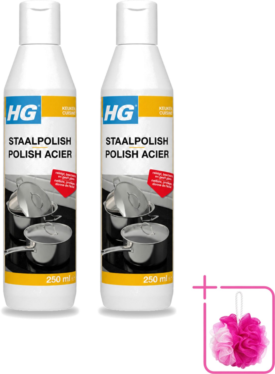 2 x HG - Staalpolish - Beschermt & Polijst RVS - 250 ml - Bulkverpakking - Roestvrij staal polish - Keukenpolijst