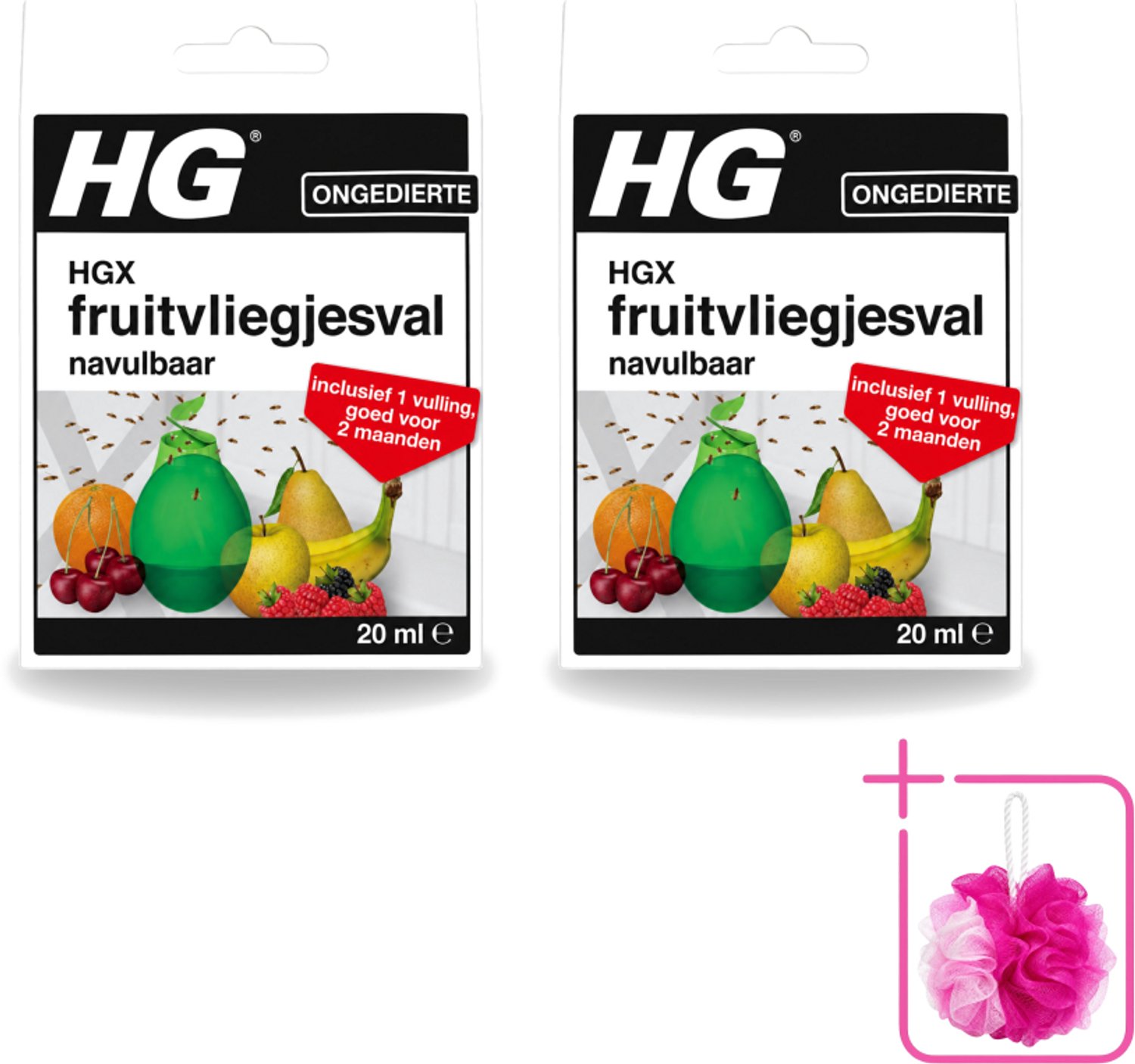 2 x HG X - Ongedierte - Fruitvliegjesval Navulbaar - Inclusief 1 Vulling - 20 ml - Bulkverpakking - Fruitvliegjesval - Douchemop - Fruitvliegjes bestrijding