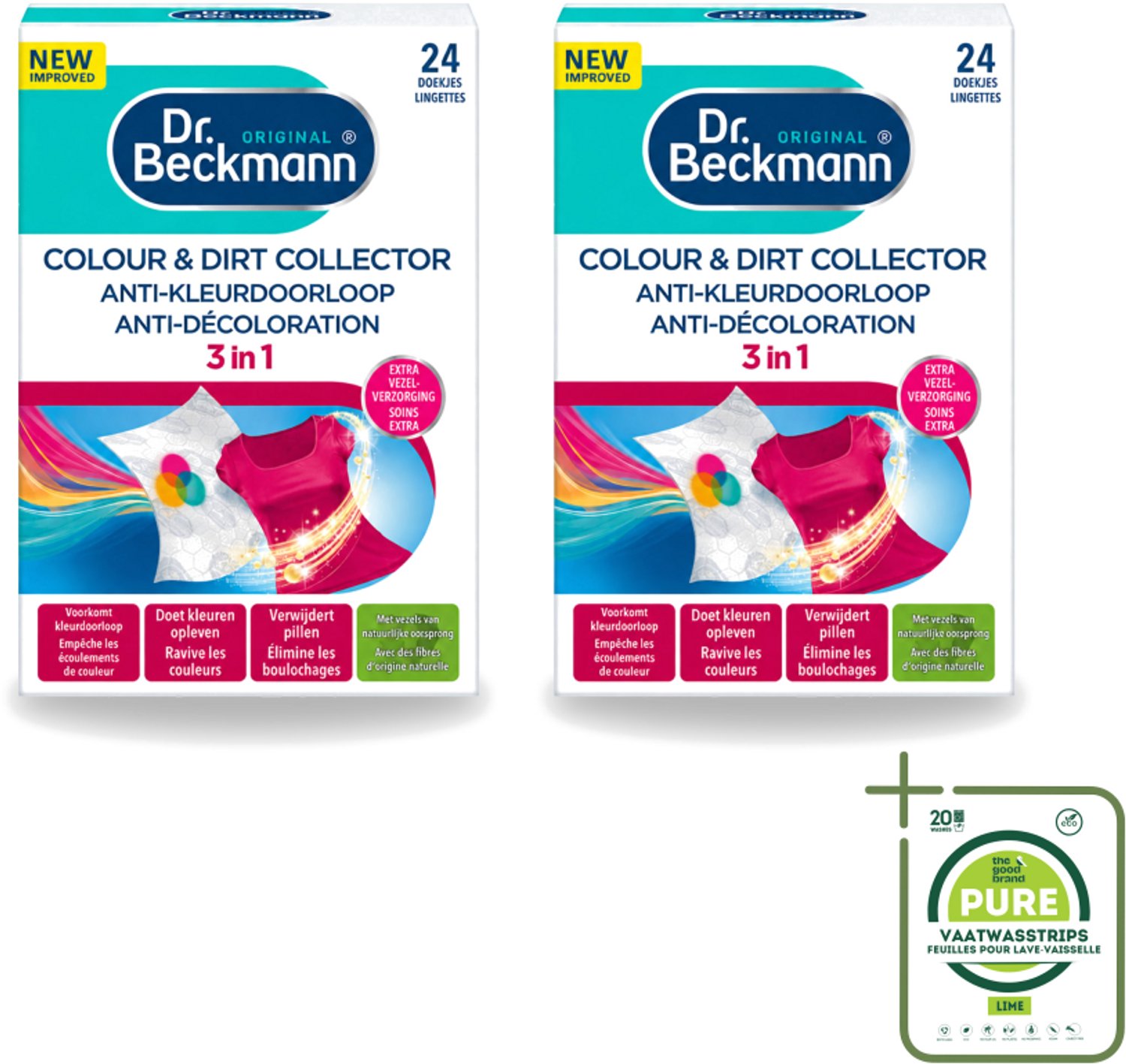 2 x Dr. Beckmann - Anti-Kleur Doorloopdoekjes - Kleurbescherming - Witte en Gekleurde Was - 24 Doekjes - Grootverpakking - Vaatwasstrips - Kleurbescherming - Wasdoek - Kleurdoorloop - Wasdoekjes - Kleurabsorptie