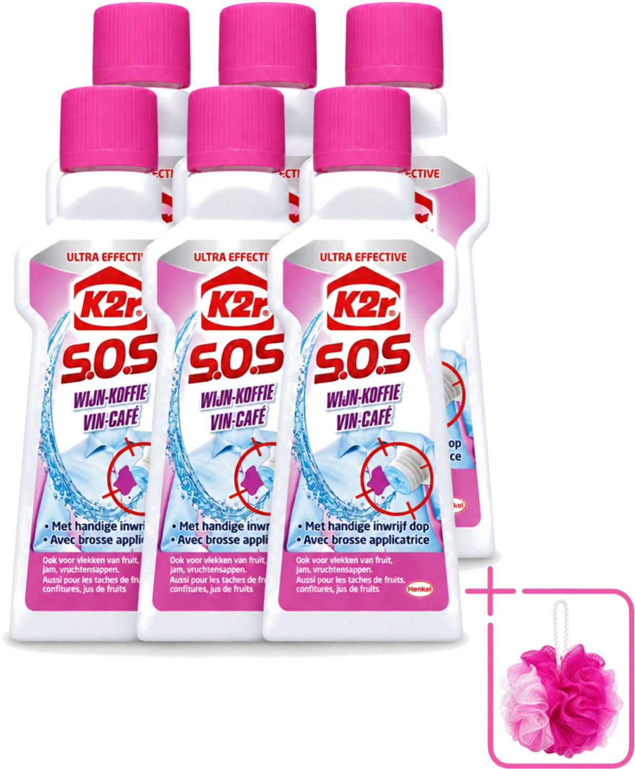 6 x K2R - SOS Vlekverwijderaar - Wijn & Koffie - 50ml - Bulkverpakking - Wijnvlek verwijderen - Douchemop - Koffievlek verwijderen