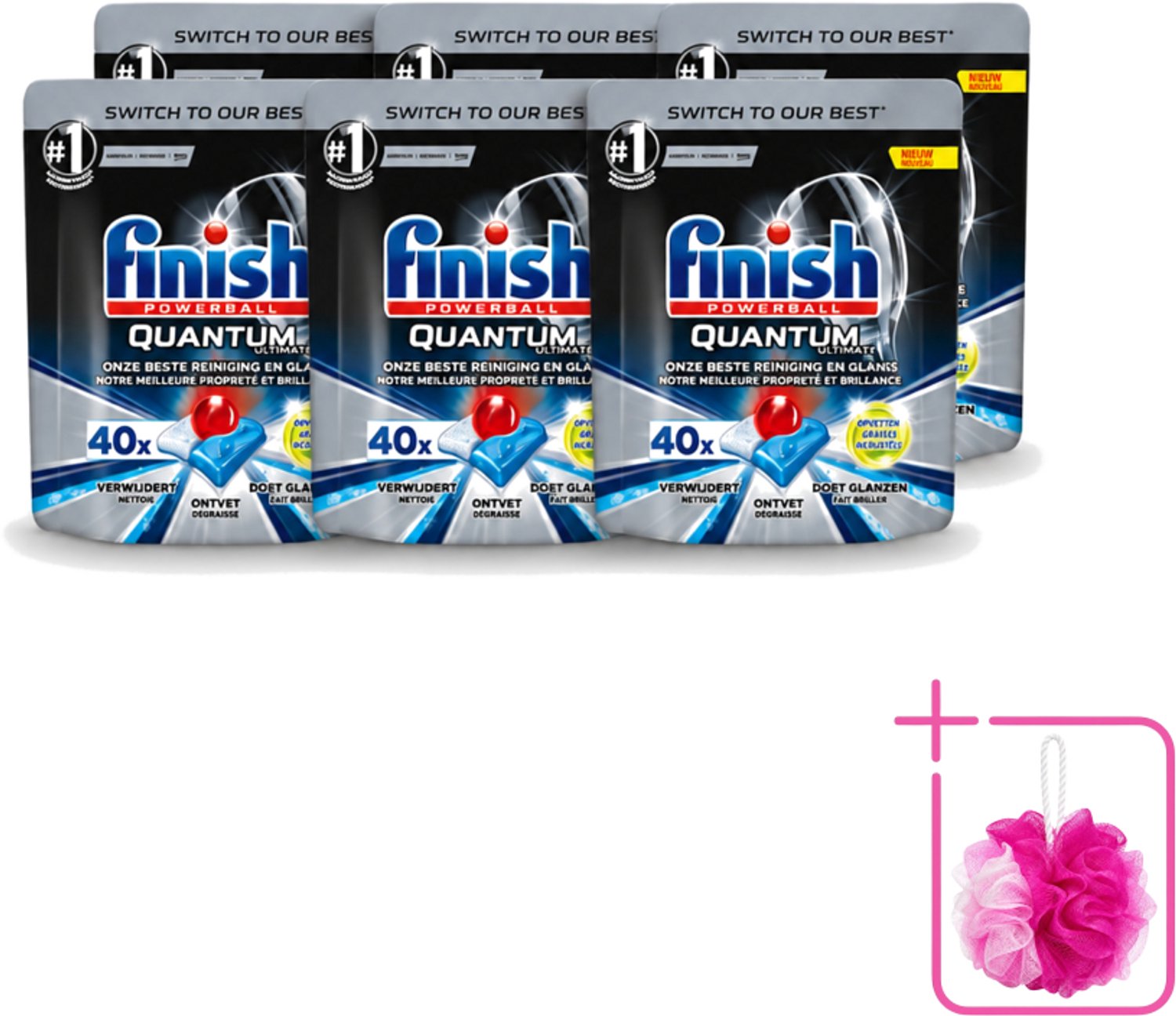 6 x Finish – Vaatwastabletten – Quantum Ultimate Ontvetter – 40 Capsules - Bulkverpakking - Vaatwasmiddel - Vaatwastablet