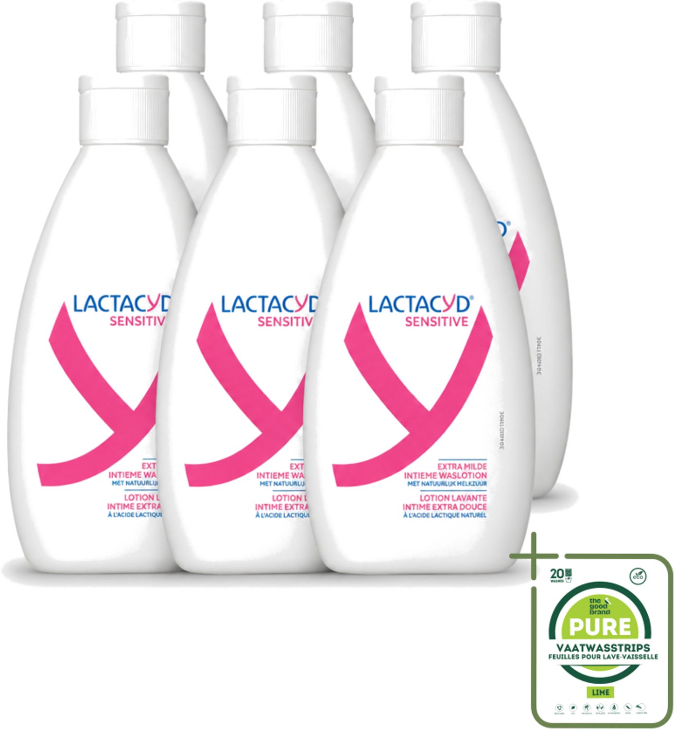 6 x Lactacyd Sensitive - Intieme Waslotion - Extra Gevoelig - Met Natuurlijk Melkzuur - 300 ml - Grootverpakking - Intieme Waslotion - Gevoelige Huid - Melkzuur - Katoenextract - Extra Milde Waslotion