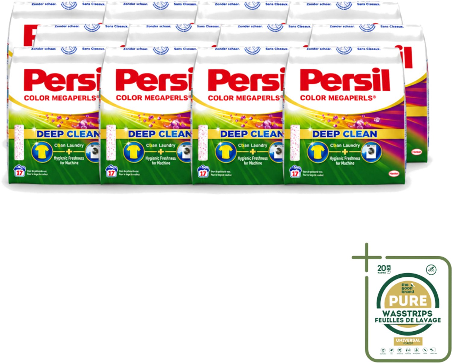 12 x Persil Color Megaperls - Deep Clean - Waspoeder - Gekleurde Was - 17 Wasbeurten - Wasstrips - Waspoeder - Wasbeurt - Kleurbehoud - Vlekverwijdering - Frisheid