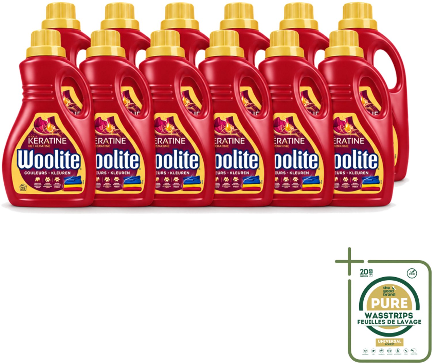 12 x Woolite Color - Vloeibaar Wasmiddel - Met Keratine - Gekleurde Was - 25 Wasbeurten - 1,5L - Wasstrips - Gekleurde Was - Keratine Wasmiddel - Kleurbehoud - Vloeibaar Wasmiddel - Wasmiddel Voor Gekleurde Kleding