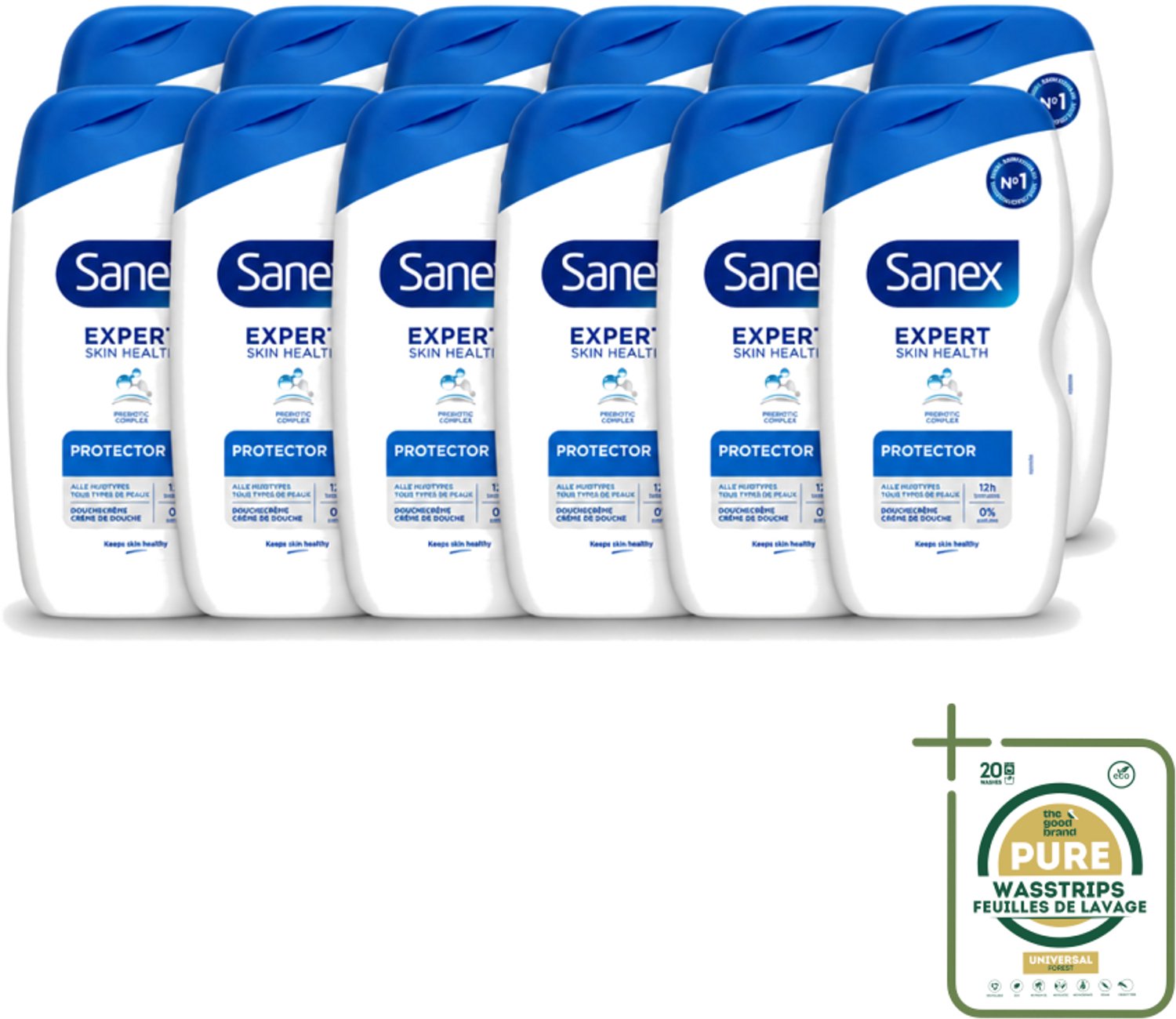 12 x Sanex - Deskundige Huidgezondheid - Douchecrème - Beschermend - Alle Huidtypes - 400 ml - Huidbeschermende Douchecrème - Huidversterkende Douchecrème - Douchecrème Voor Alle Huidtypes - Huidbarrière Beschermen - Hydraterende Douchecrème