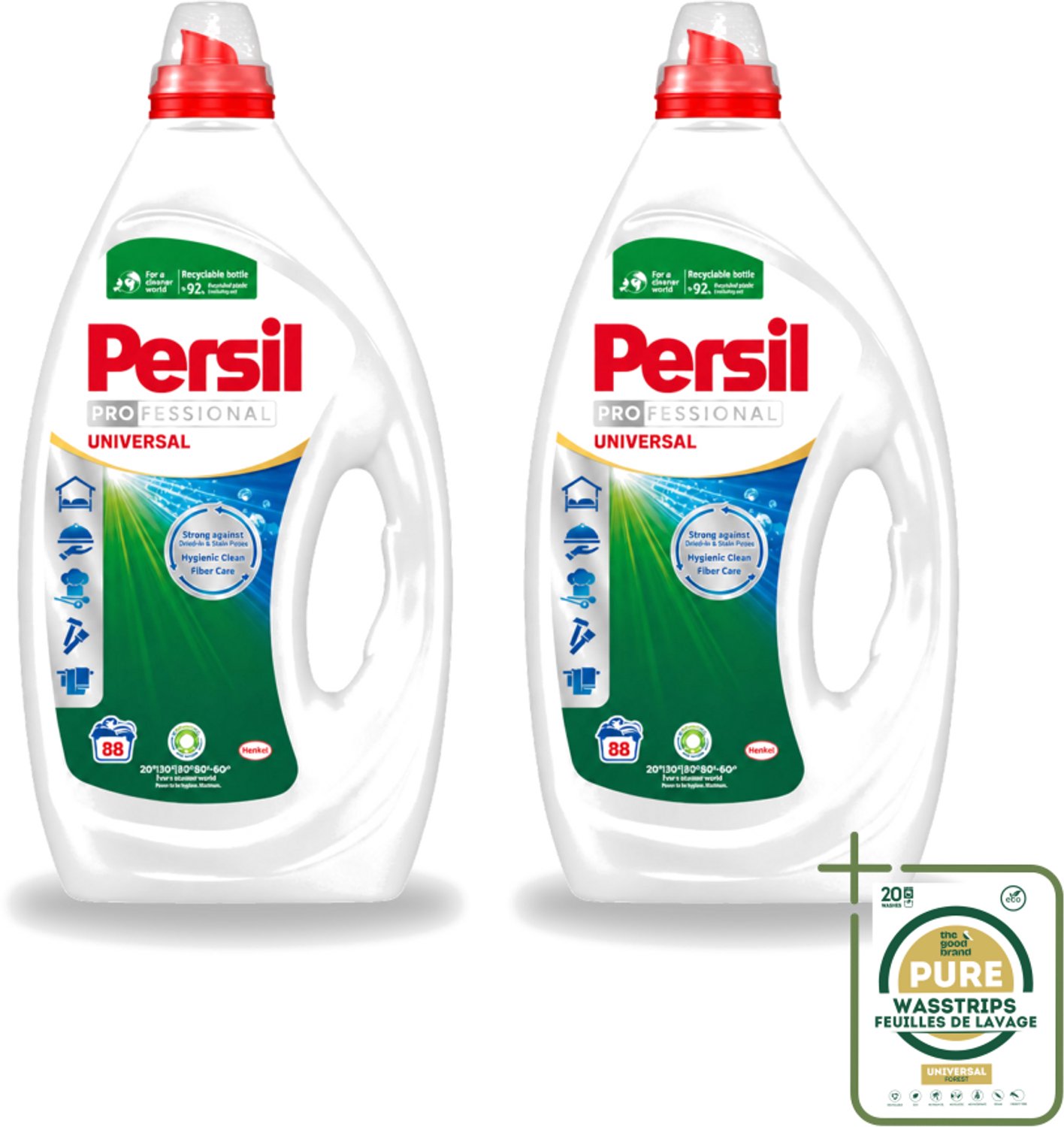 2 x Persil Professional - Universal - Vloeibaar Wasmiddel - Witte en Gekleurde Was - 88 Wasbeurten - Wasstrips - Wasmiddel - Wasmachine - Vlekverwijdering - Frisheid - Wasgoed