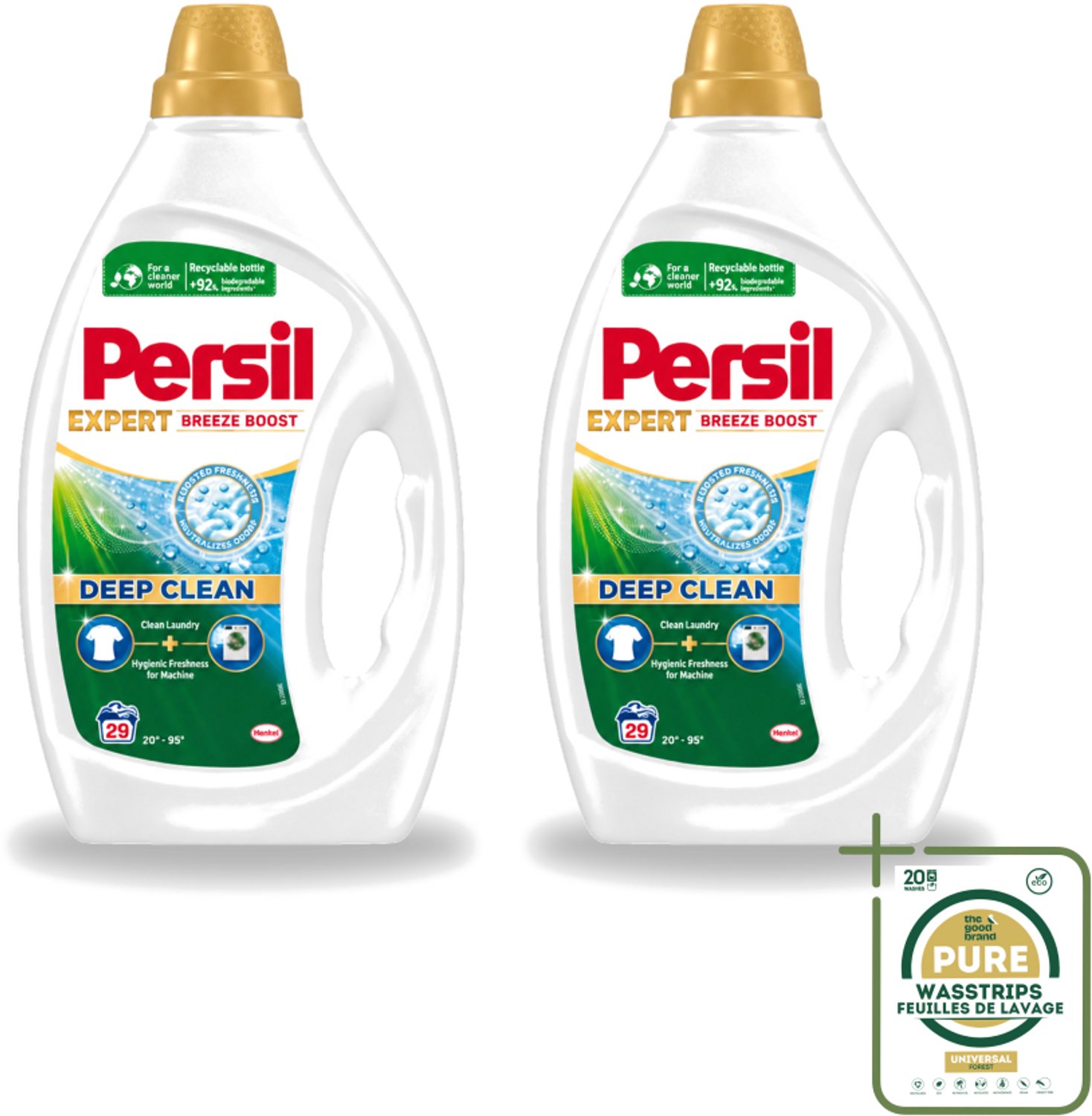 2 x Persil Expert - Vloeibaar Wasmiddel - Witte en Gekleurde Was - Breeze Boost - 29 Wasbeurten - Wasstrips - Persil Expert Breeze Boost - Vloeibaar Wasmiddel - Diepe Reiniging - Frisheid Wasgoed - Vlekverwijdering