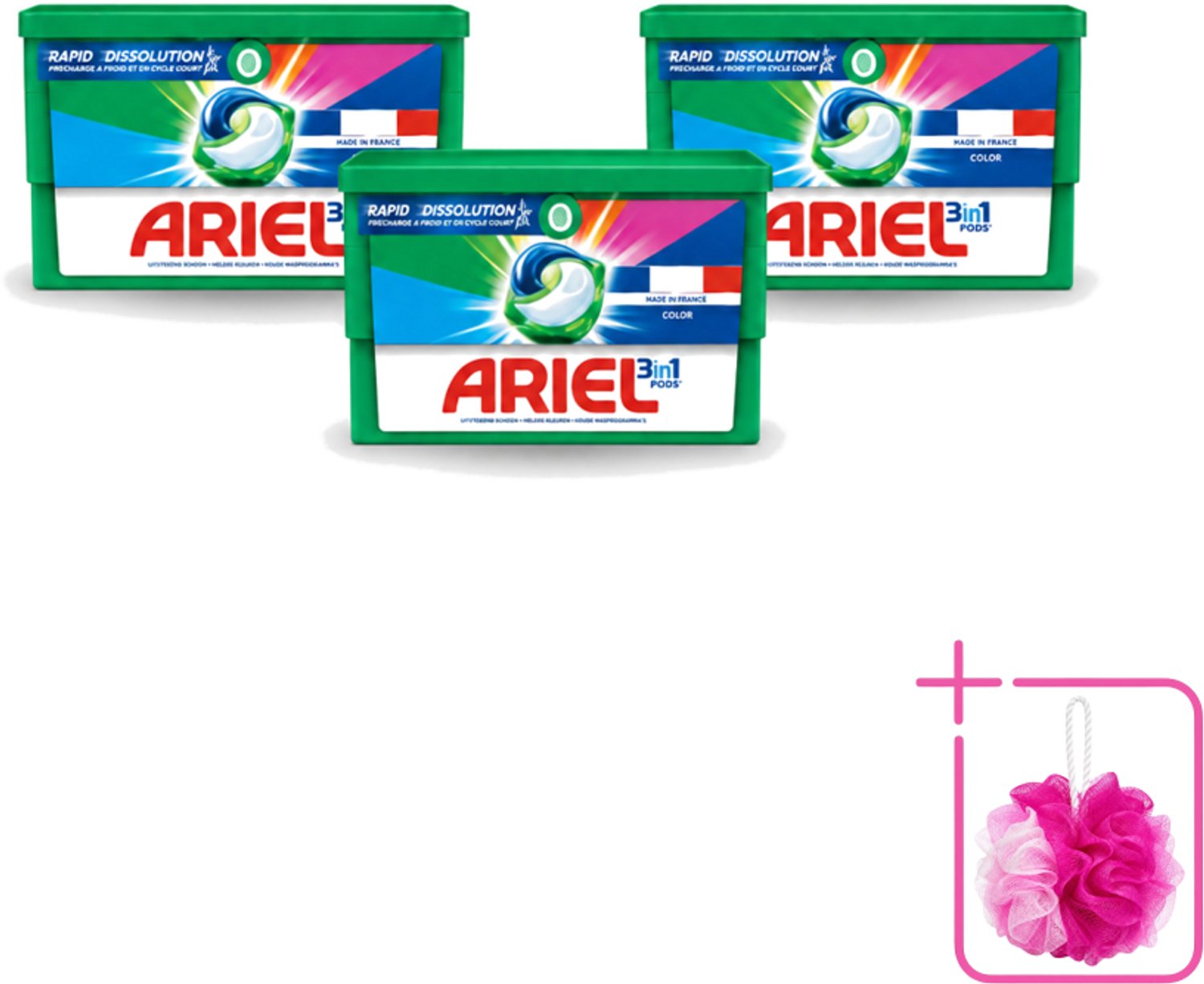 3 x Ariel Color - Wasmiddelcapsules - 3in1 Pods - Gekleurde Was - 19 Wasbeurten - Bulkverpakking - Wasmiddelcapsules - Douchemop - Gekleurde was