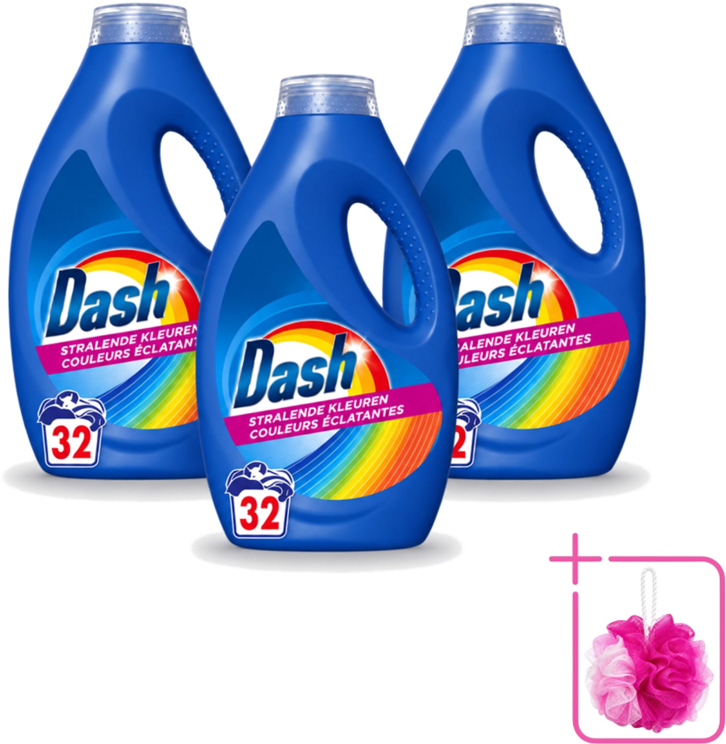 3 x Dash - Stralende Kleuren - Vloeibaar Wasmiddel - Gekleurde Was - 32 Wasbeurten - Bulkverpakking - Wasmiddel voor gekleurde kleding - Douchemop - Kleurbehoud