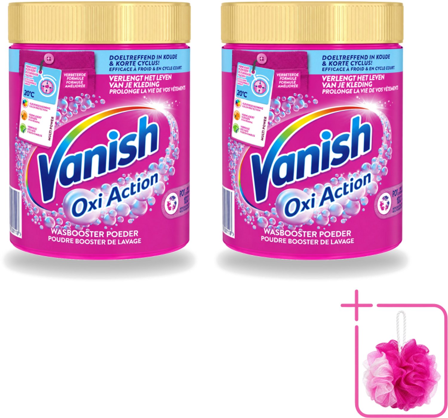 2 x Vanish Oxi Action - Vlekkenverwijderaar Poeder - Gekleurde Was - 1 Kg - Bulkverpakking - Vlekkenverwijderaar - Douchemop - Wasbooster